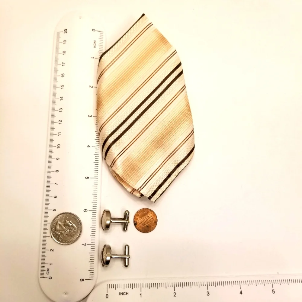 ✅Mariano Fortuni Milano Silk Pocket Square, Cuff Links, Tie, Box
